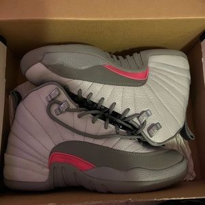 Grey and Pink Jordan 12s